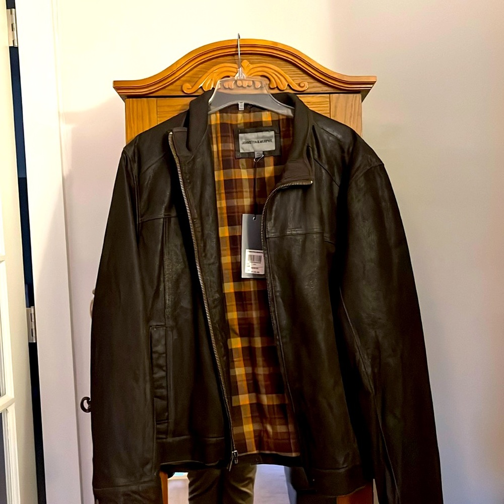 Johnston and Murphy Brown leather jacket size XXL